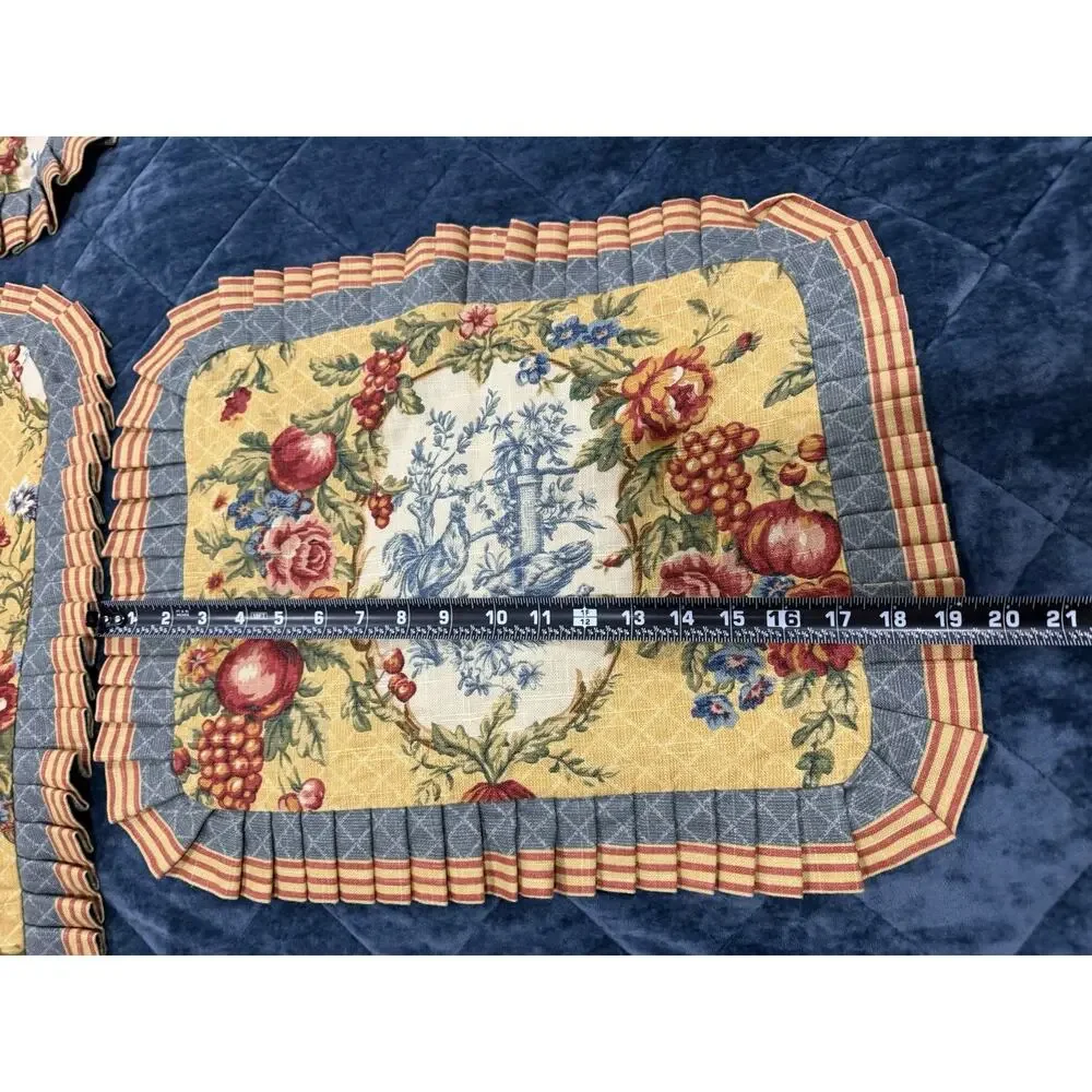 VTG Jane Wilner Rooster French Cottage Toile 7 Piece Duvet Set Shams King